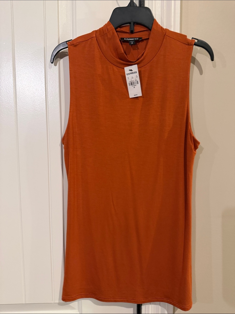 Express Women's Sleeveless Mock Neck Tank - Burnt Orange